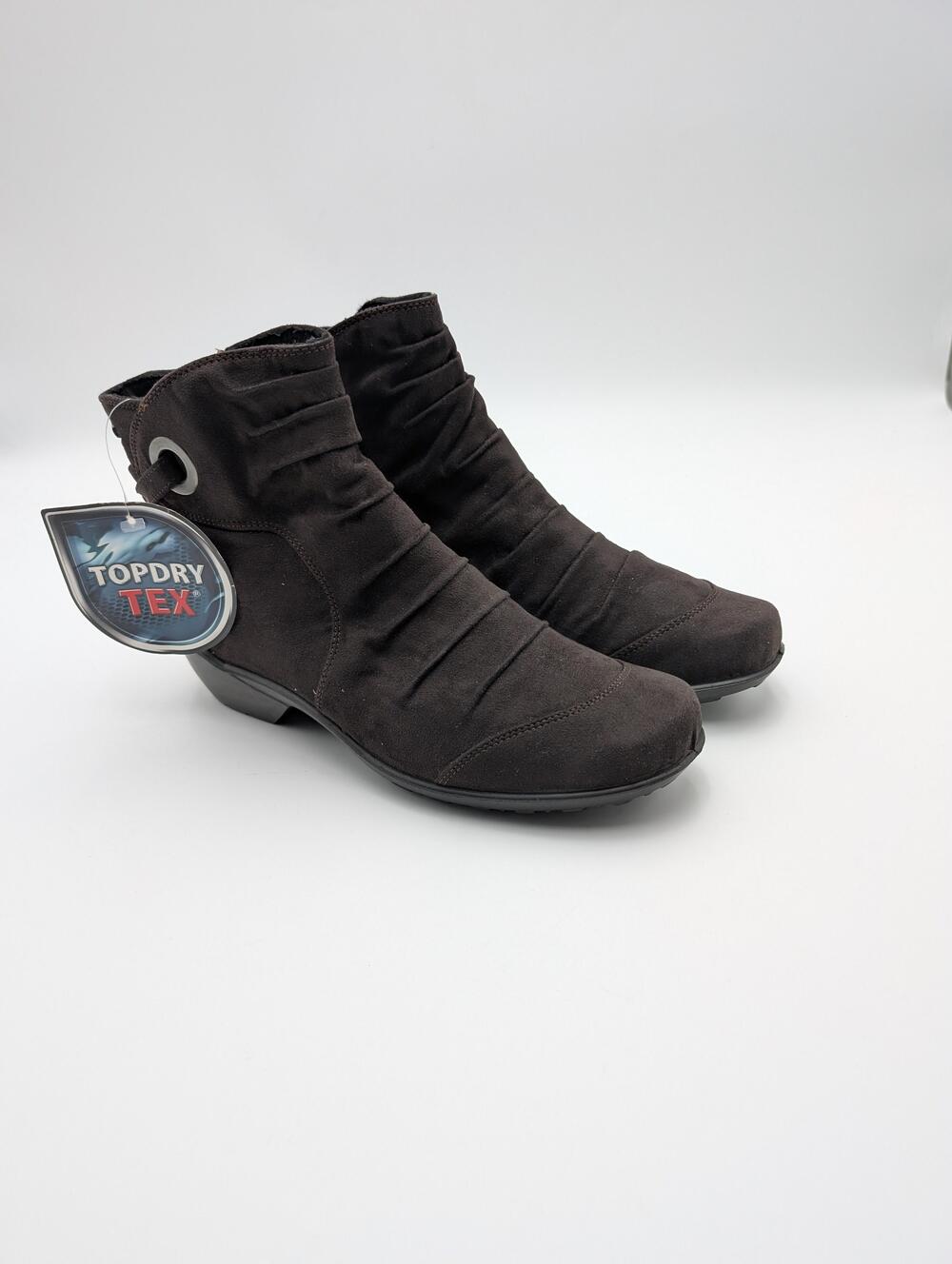 Romika TopDryTex Boots Womens Size 6.5 Brown Suede Ankle Booties Faux Fur New